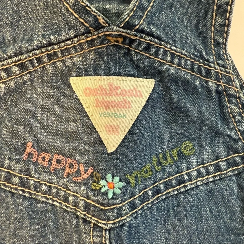 Vintage OshKosh Denim Overall girls happy nature Heart Embroidery size 24 mo